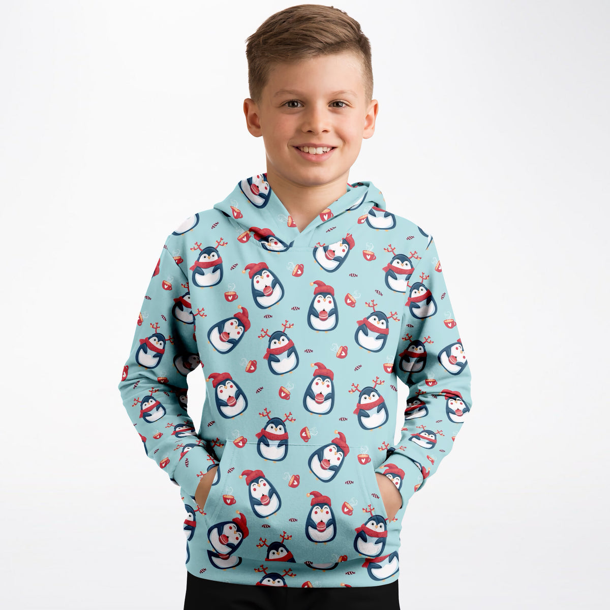 Kids Reindeer Penguin Hoodie – Ultra Comfy & Stretchy, Cozy Fleece or Lightweight Sports Fabric, Double-Layer Hood & Kangaroo Pocket