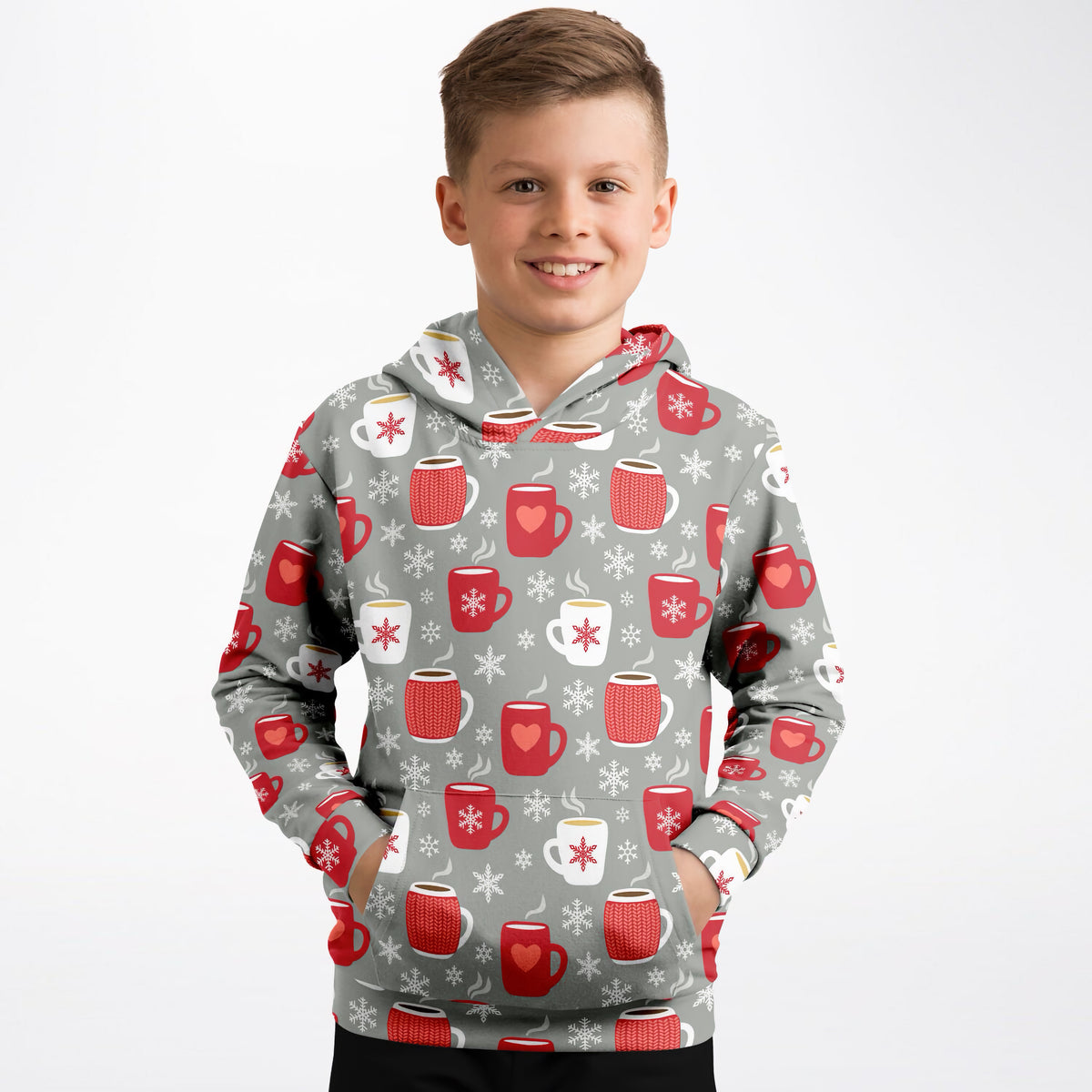 Kids Christmas Hot Cocoa Christmas Hoodie – Ultra Comfy & Stretchy, Cozy Fleece or Lightweight Sports Fabric, Double-Layer Hood & Kangaroo Pocket