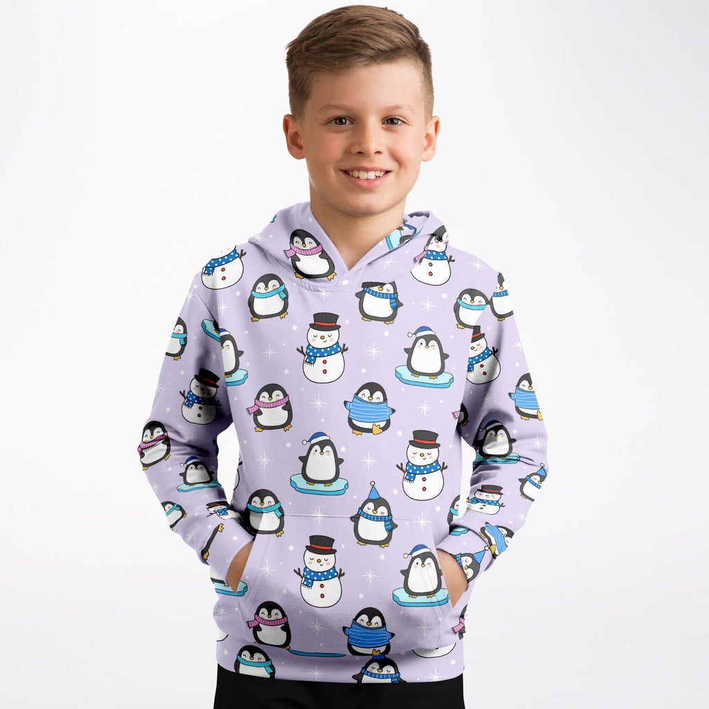 Kids Penguin Winter Hoodie – Ultra Comfy & Stretchy, Cozy Fleece or Lightweight Sports Fabric, Double-Layer Hood & Kangaroo Pocket