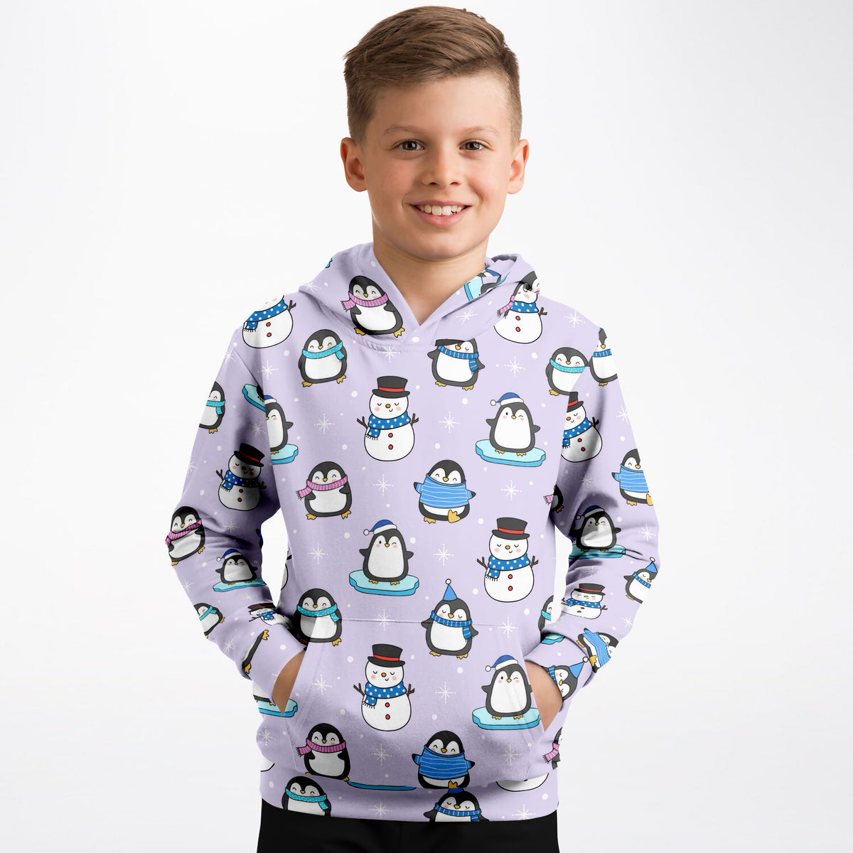 Kids Penguin Winter Hoodie – Ultra Comfy & Stretchy, Cozy Fleece or Lightweight Sports Fabric, Double-Layer Hood & Kangaroo Pocket