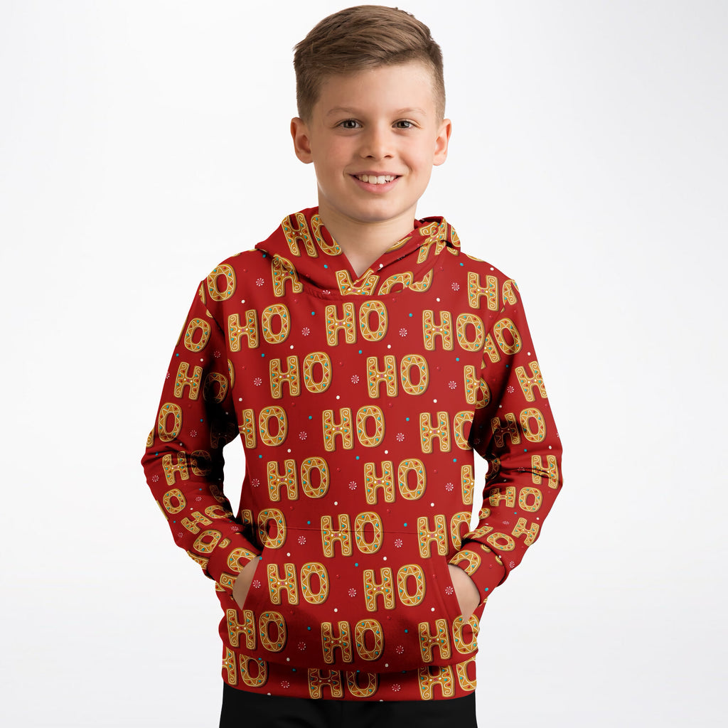 Kids Christmas Ho Ho Ho Hoodie – Ultra Comfy & Stretchy, Cozy Fleece or Lightweight Sports Fabric, Double-Layer Hood & Kangaroo Pocket