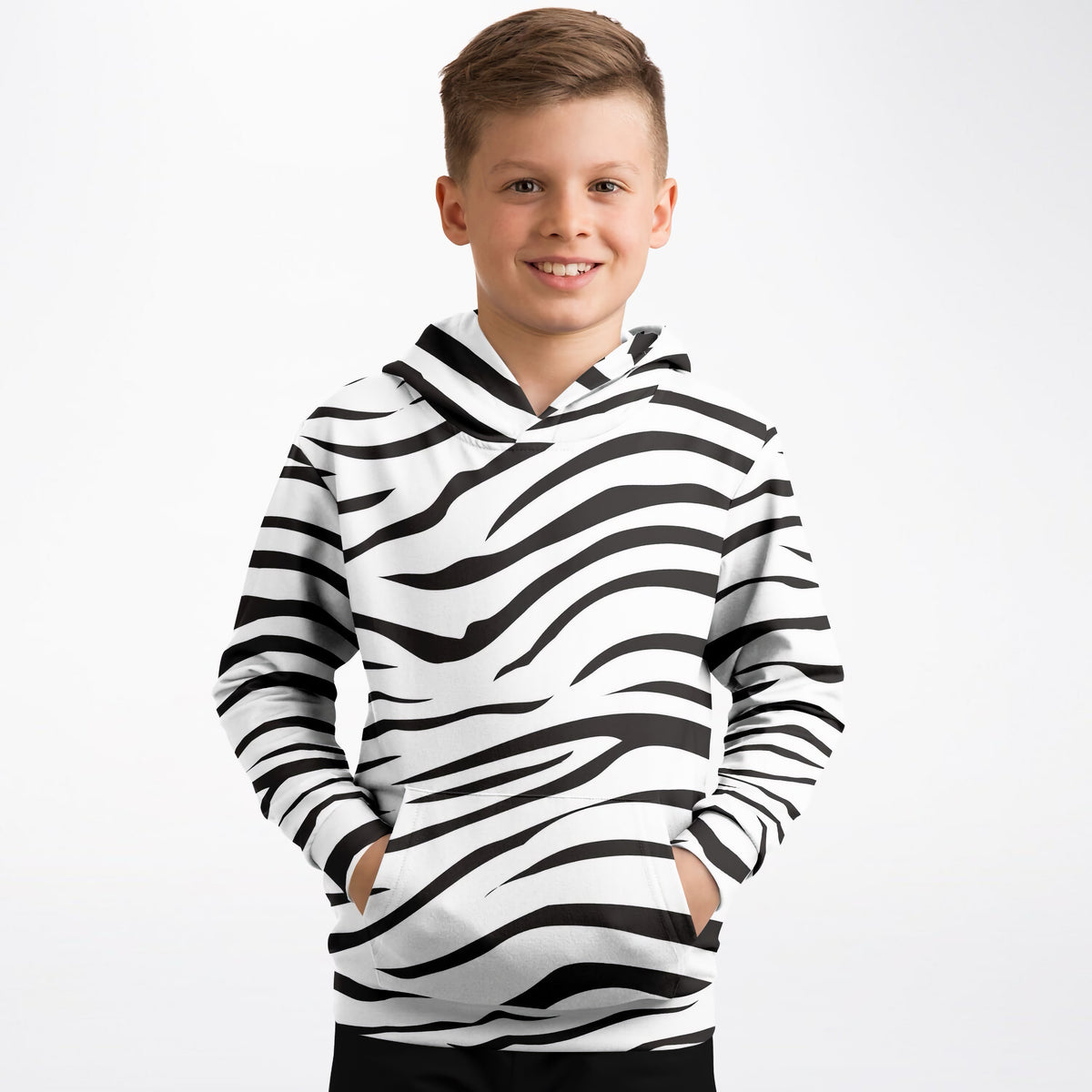 Kids Zebra Print Hoodie – Ultra Comfy & Stretchy, Cozy Fleece or Lightweight Sports Fabric, Double-Layer Hood & Kangaroo Pocket