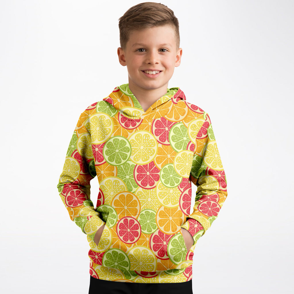 Kids Citrus Fruit Hoodie – Ultra Comfy & Stretchy, Cozy Fleece or Lightweight Sports Fabric, Double-Layer Hood & Kangaroo Pocket