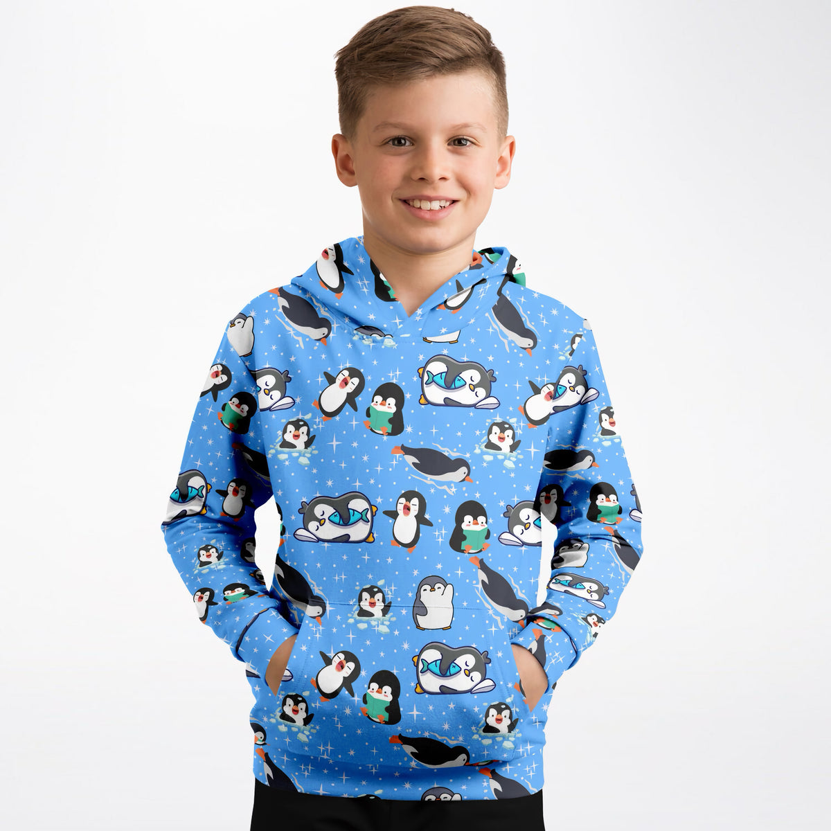 Kids Cute Penguin Hoodie – Ultra Comfy & Stretchy, Cozy Fleece or Lightweight Sports Fabric, Double-Layer Hood & Kangaroo Pocket