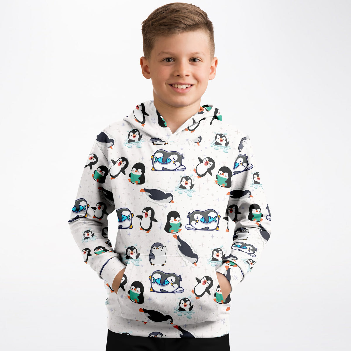 Kids Cute Penguin Hoodie – Ultra Comfy & Stretchy, Cozy Fleece or Lightweight Sports Fabric, Double-Layer Hood & Kangaroo Pocket