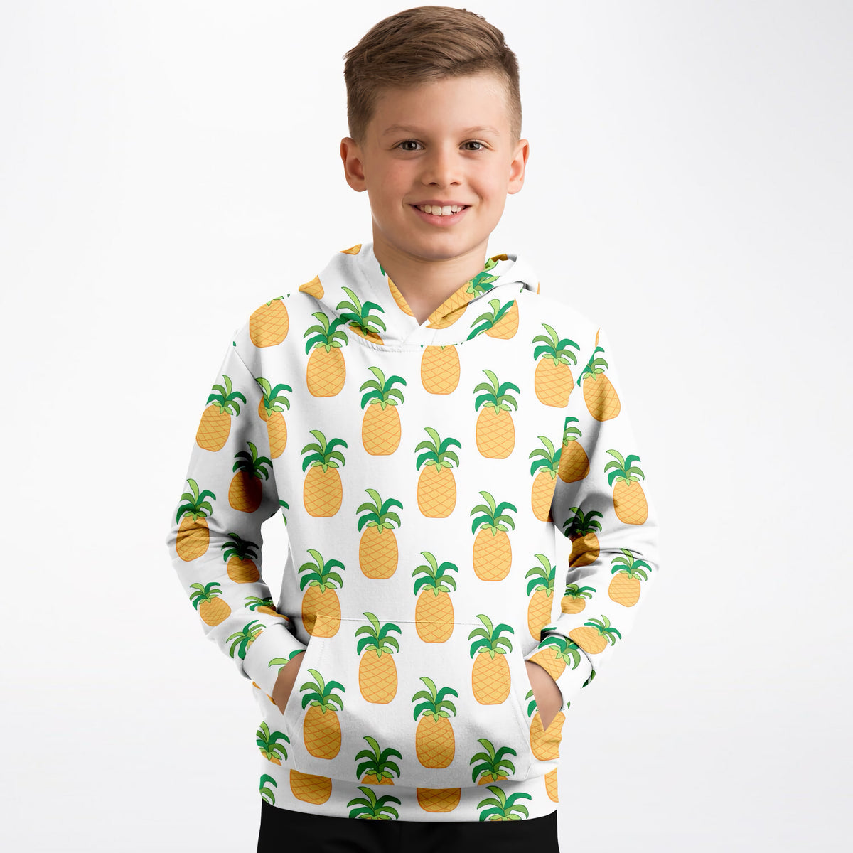 Kids Pineapple Hoodie – Ultra Comfy & Stretchy, Cozy Fleece or Lightweight Sports Fabric, Double-Layer Hood & Kangaroo Pocket