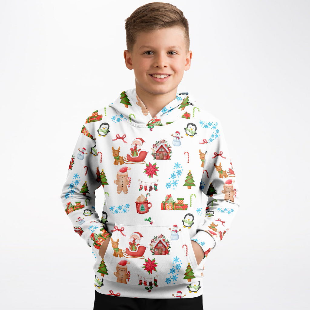 Kids Christmas Hoodie – Ultra Comfy & Stretchy, Cozy Fleece or Lightweight Sports Fabric, Double-Layer Hood & Kangaroo Pocket