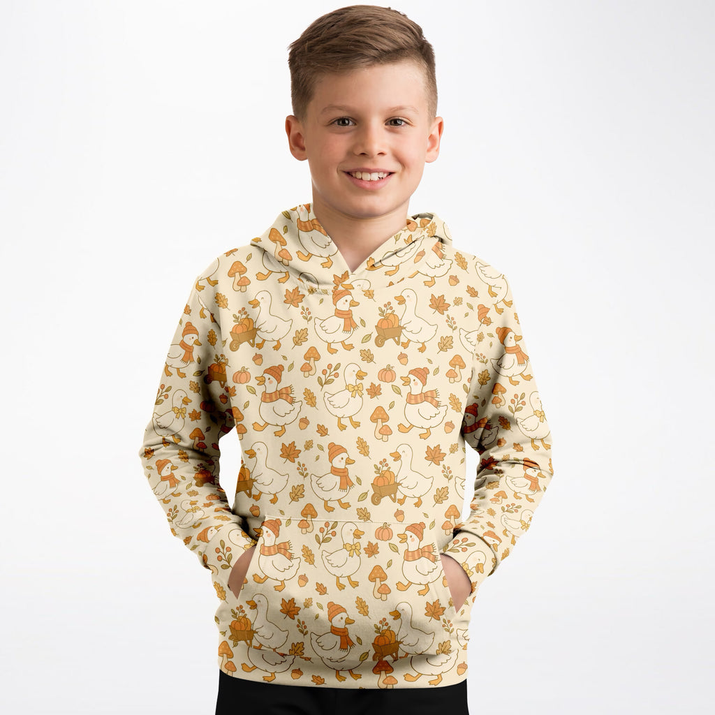 Kids Autumn Goose Hoodie – Ultra Comfy & Stretchy, Cozy Fleece or Lightweight Sports Fabric, Double-Layer Hood & Kangaroo Pocket