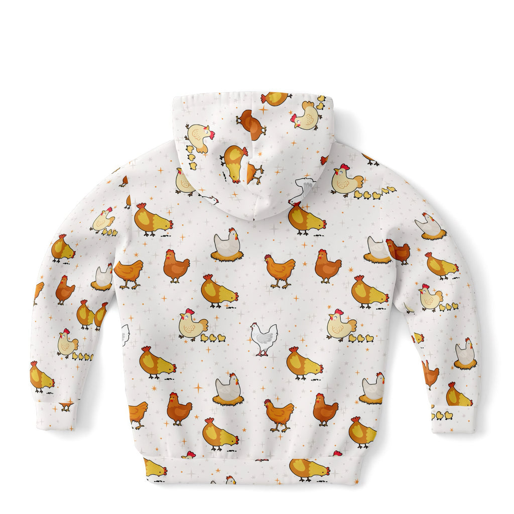 Kids Chicken Hoodie – Cozy Cotton Fleece or Lightweight Sports Fabric