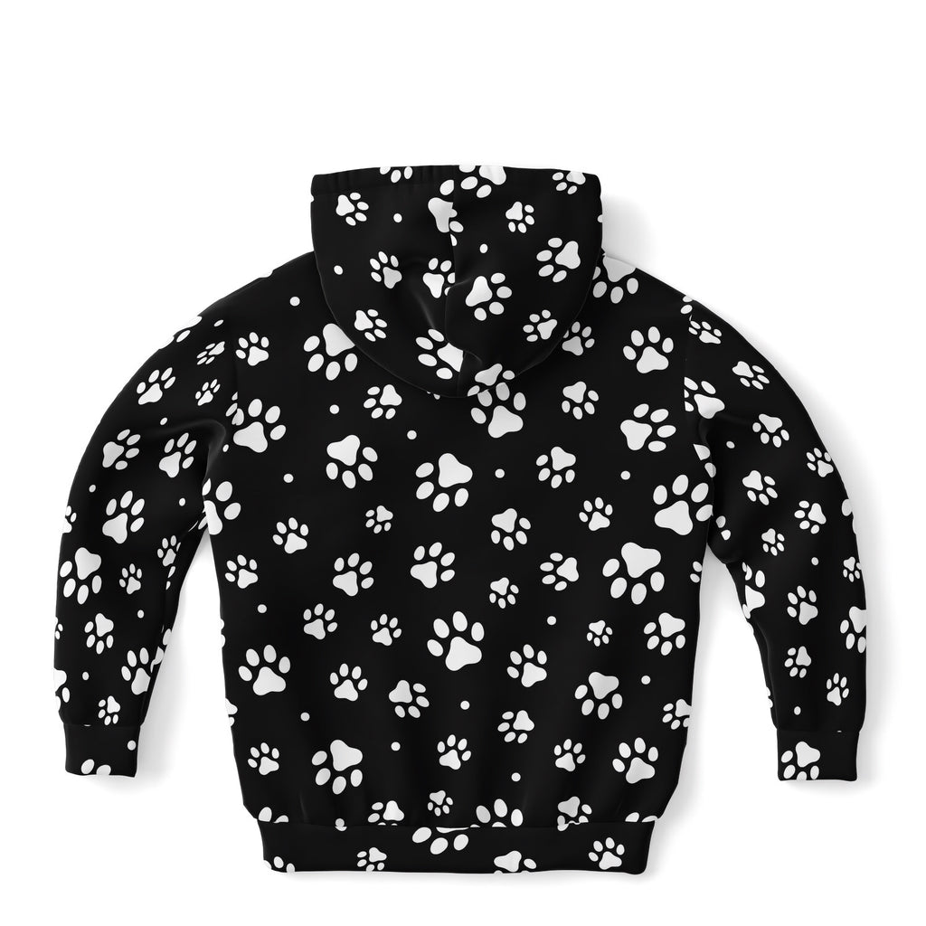Kids Paw Print Hoodie – Cozy Cotton Fleece or Lightweight Sports Fabric