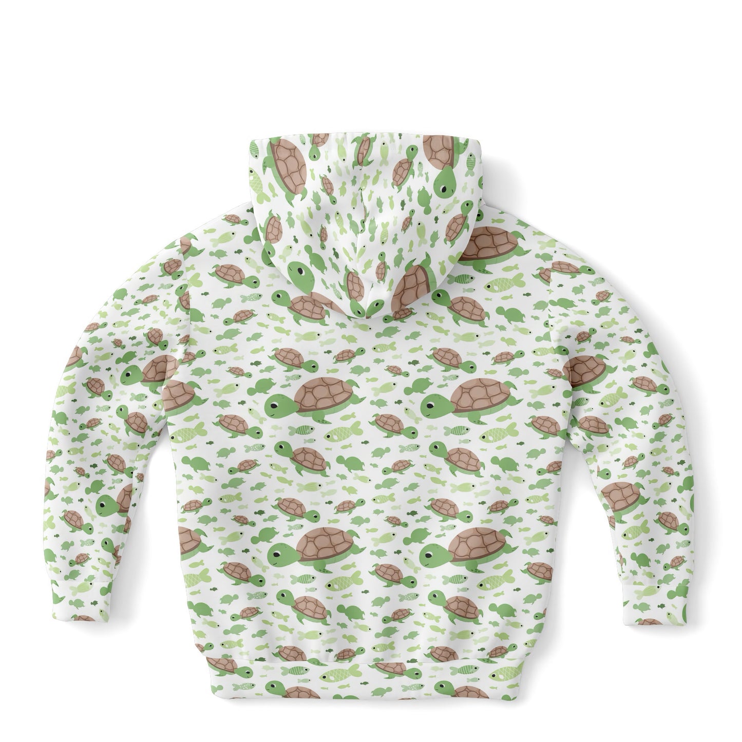 Kids Green Sea Turtles Hoodie – Cozy Cotton Fleece or Lightweight Sports Fabric