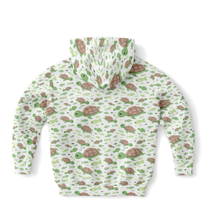Kids Green Sea Turtles Hoodie – Cozy Cotton Fleece or Lightweight Sports Fabric