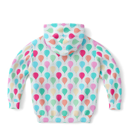 Kids Birthday Balloons Hoodie – Cozy Cotton Fleece or Lightweight Sports Fabric