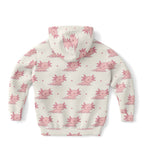 Girls Pink Axolotl Hoodie – Cozy Cotton Fleece or Lightweight Sports Fabric