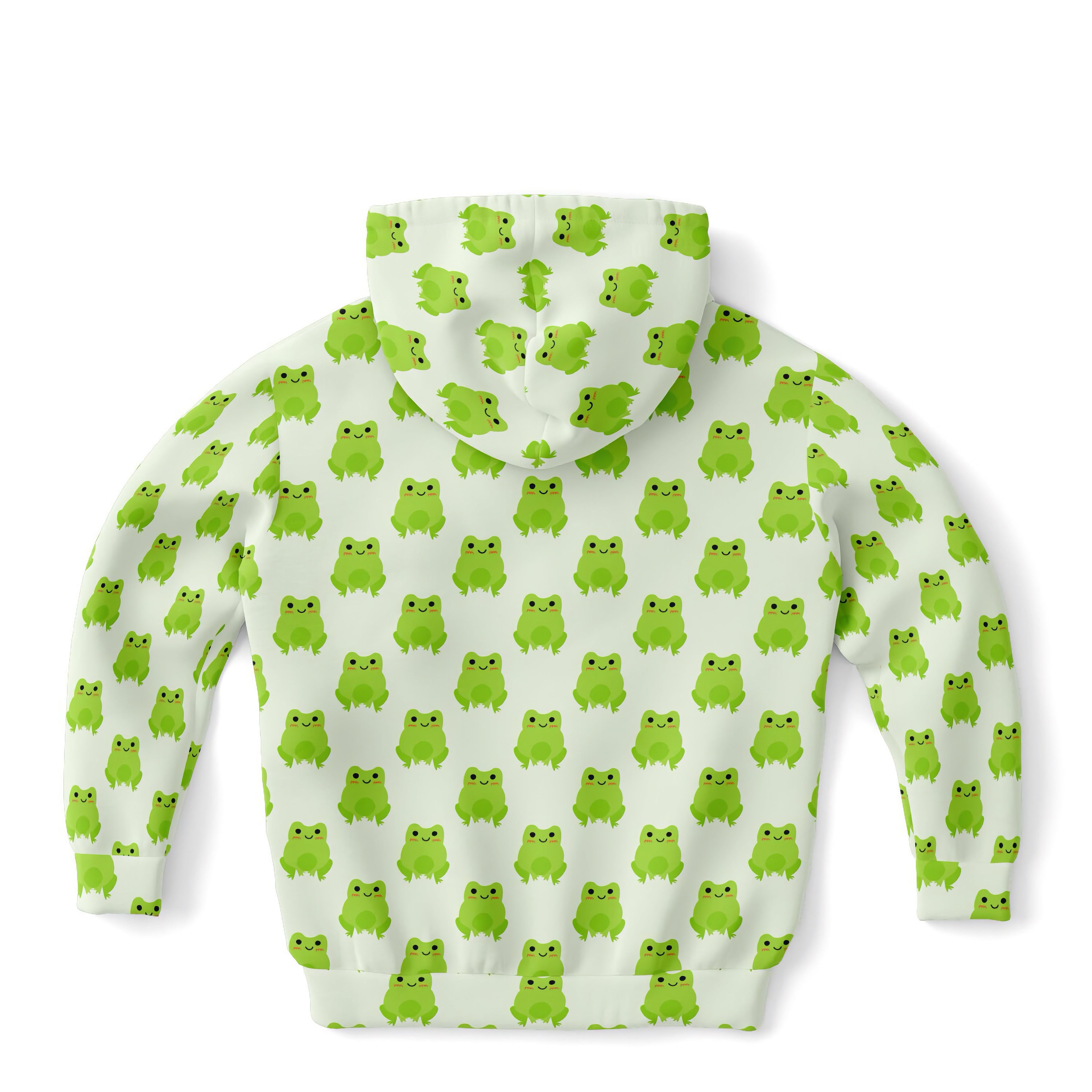 Kids Green Frog Hoodie – Cozy Cotton Fleece or Lightweight Sports Fabric