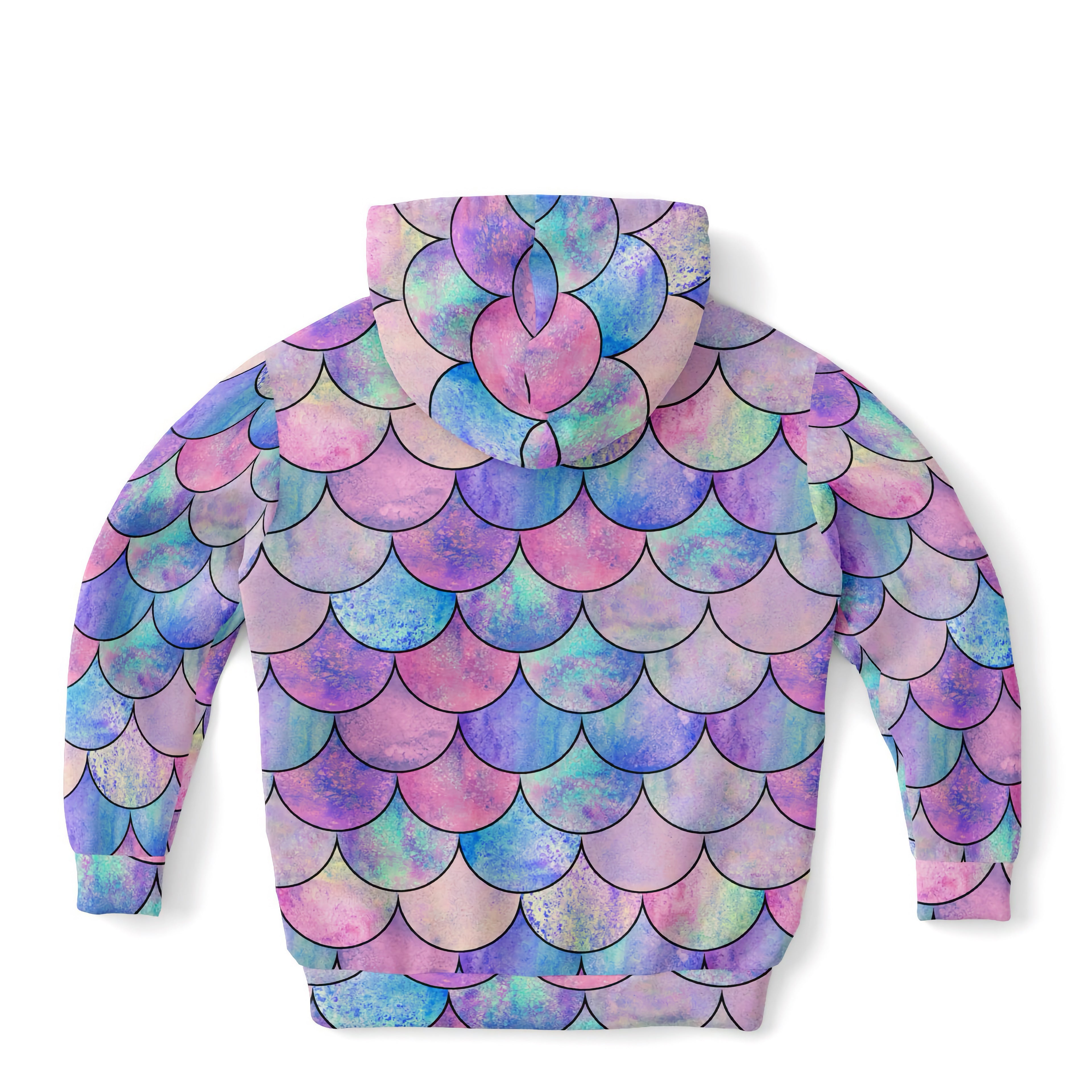 Girls Pastel Mermaid Hoodie – Cozy Cotton Fleece or Lightweight Sports Fabric