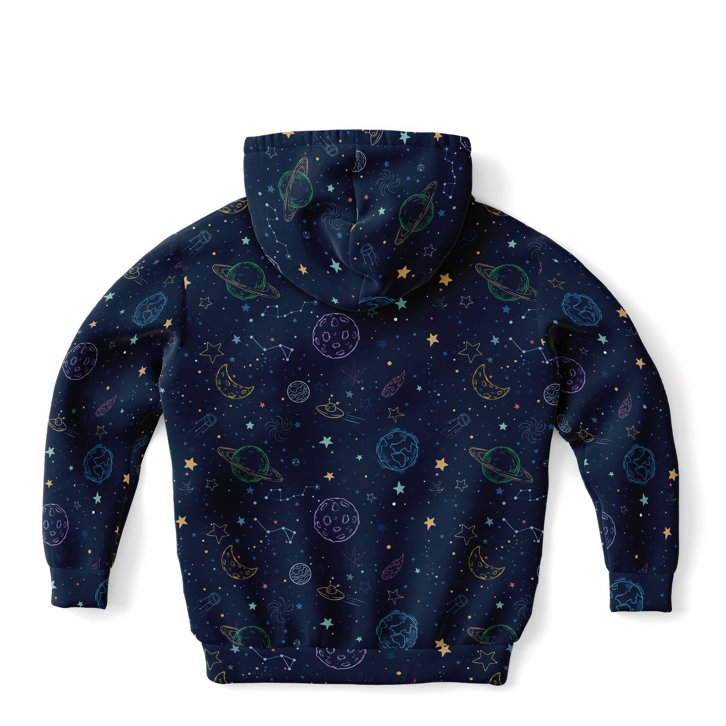 Kids Colorful Galaxy Space Hoodie – Cozy Cotton Fleece or Lightweight Sports Fabric