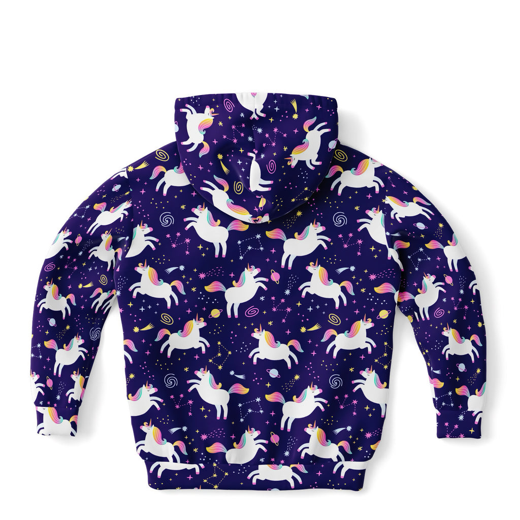 Girls Space Unicorn Hoodie – Cozy Cotton Fleece or Lightweight Sports Fabric
