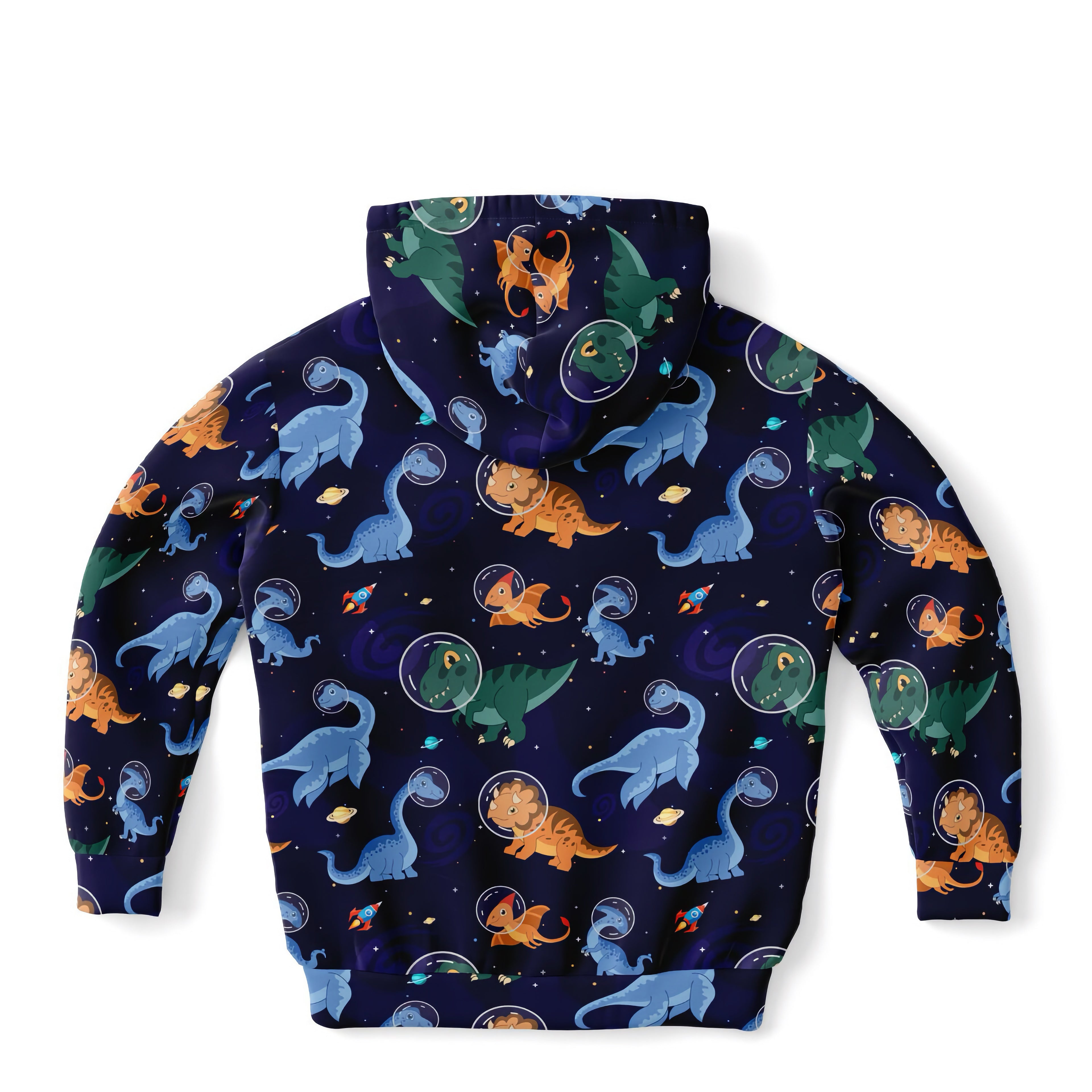 Kids Space Dinosaur Hoodie – Cozy Cotton Fleece or Lightweight Sports Fabric
