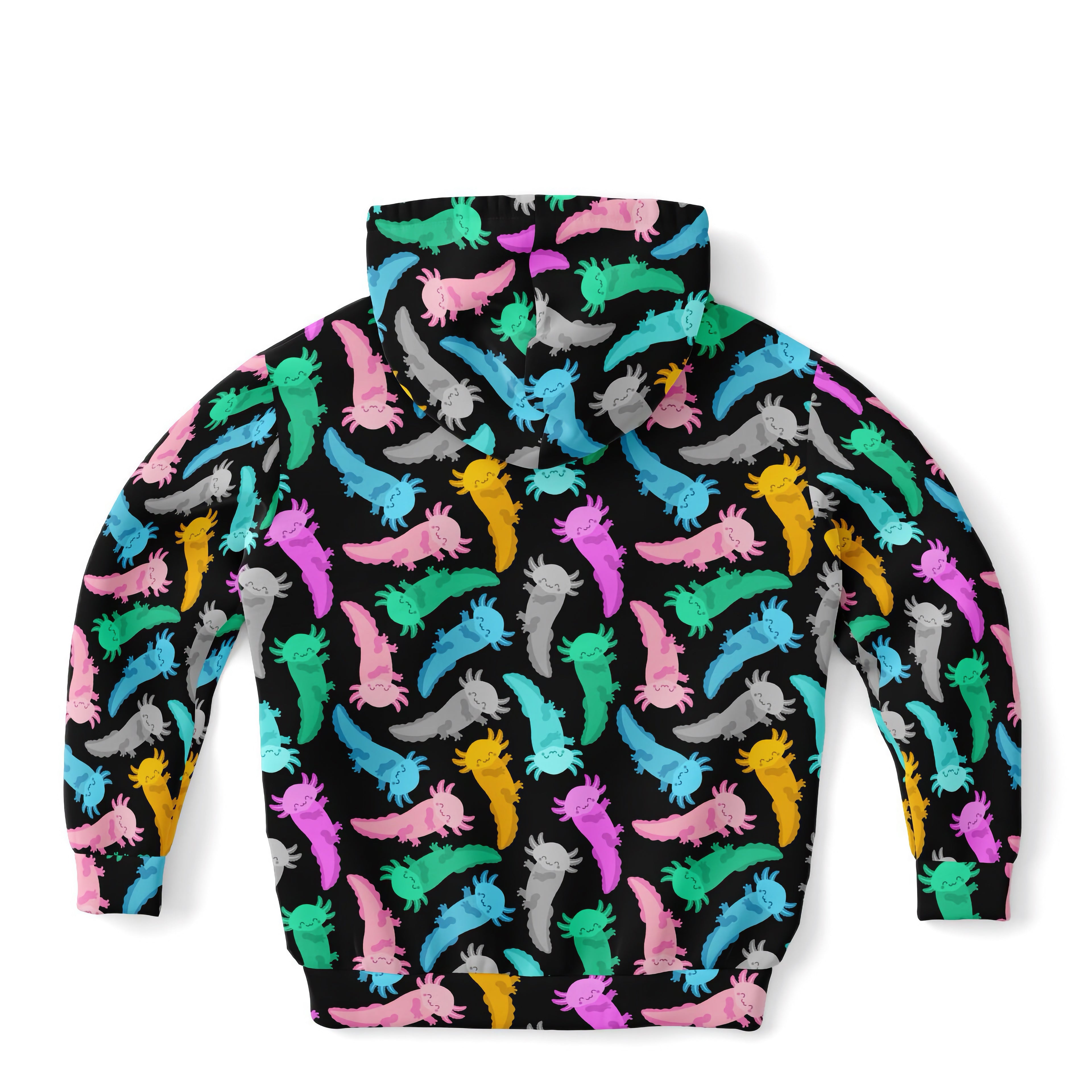 Kids Colorful Axolotl Hoodie – Cozy Cotton Fleece or Lightweight Sports Fabric