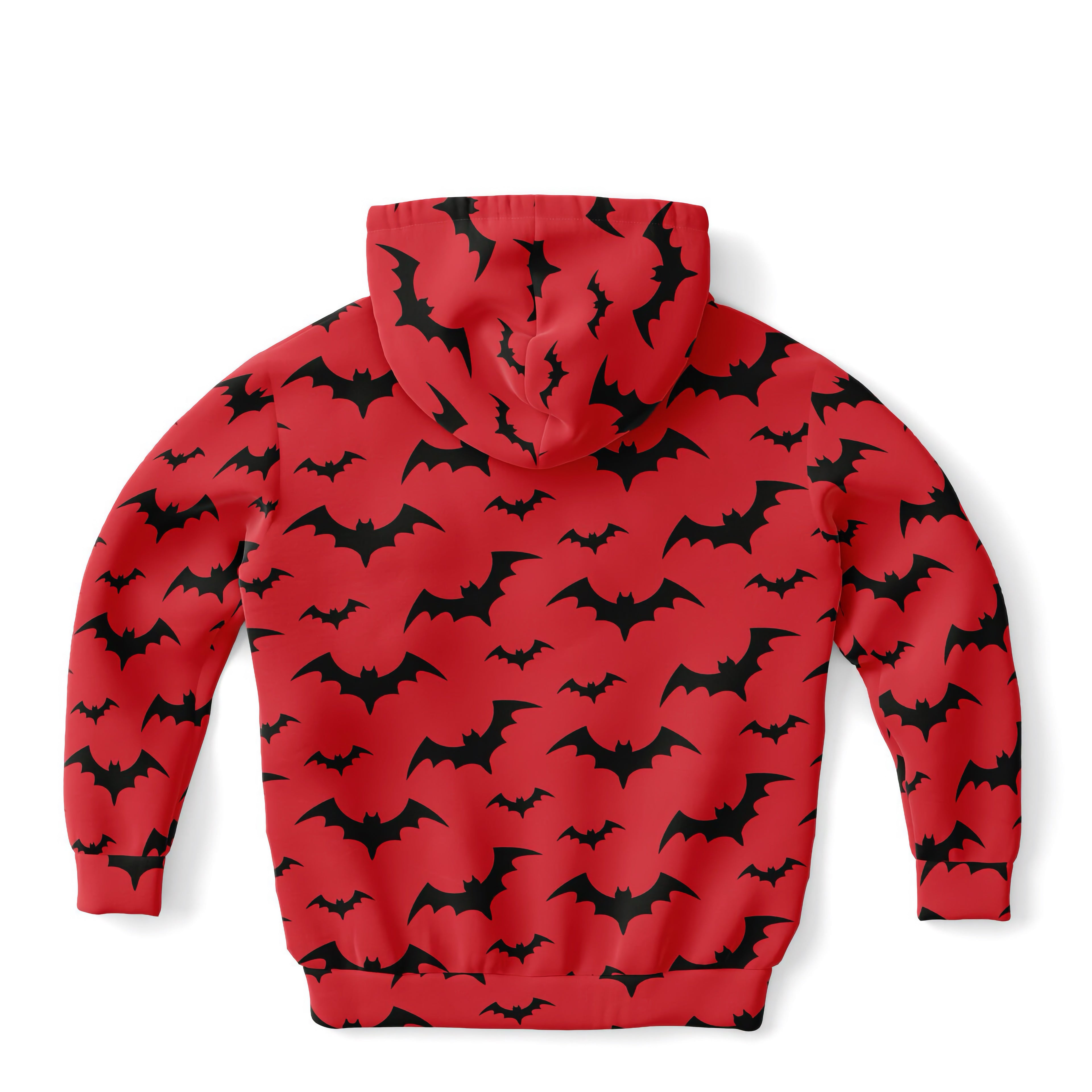 Kids Red Bats Halloween Hoodie – Cozy Cotton Fleece or Lightweight Sports Fabric