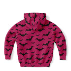 Kids Pink Bats Halloween Hoodie – Cozy Cotton Fleece or Lightweight Sports Fabric