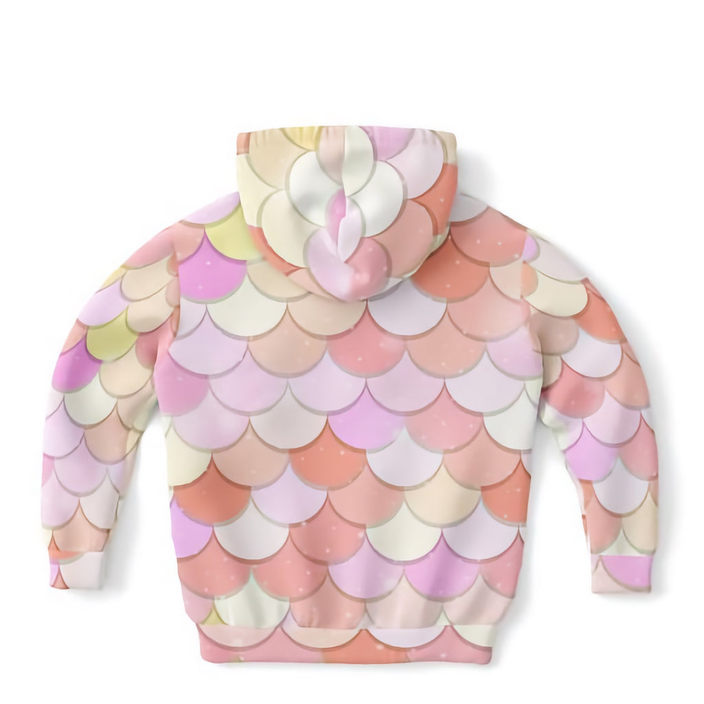 Girls Pink Mermaid Hoodie – Ultra Comfy & Stretchy, Cozy Fleece or Lightweight Sports Fabric, Double-Layer Hood & Kangaroo Pocket