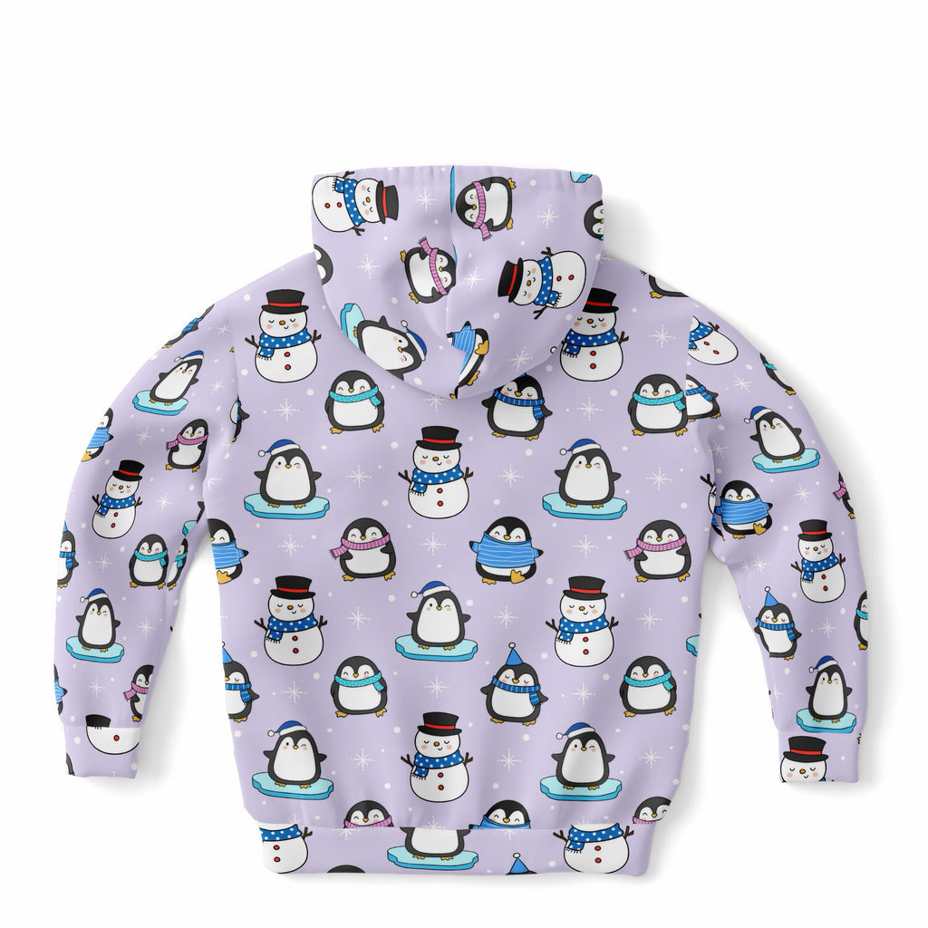 Kids Penguin Winter Hoodie – Ultra Comfy & Stretchy, Cozy Fleece or Lightweight Sports Fabric, Double-Layer Hood & Kangaroo Pocket