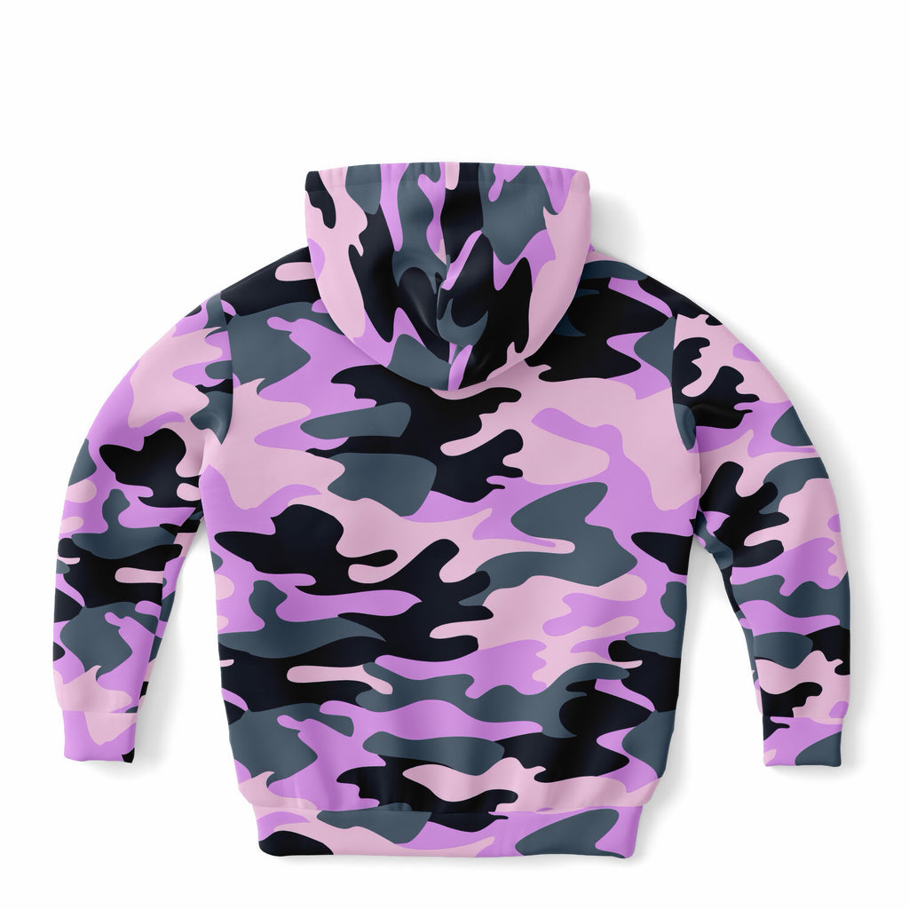 Girls Purple Camouflage Hoodie – Ultra Comfy & Stretchy, Cozy Fleece or Lightweight Sports Fabric, Double-Layer Hood & Kangaroo Pocket