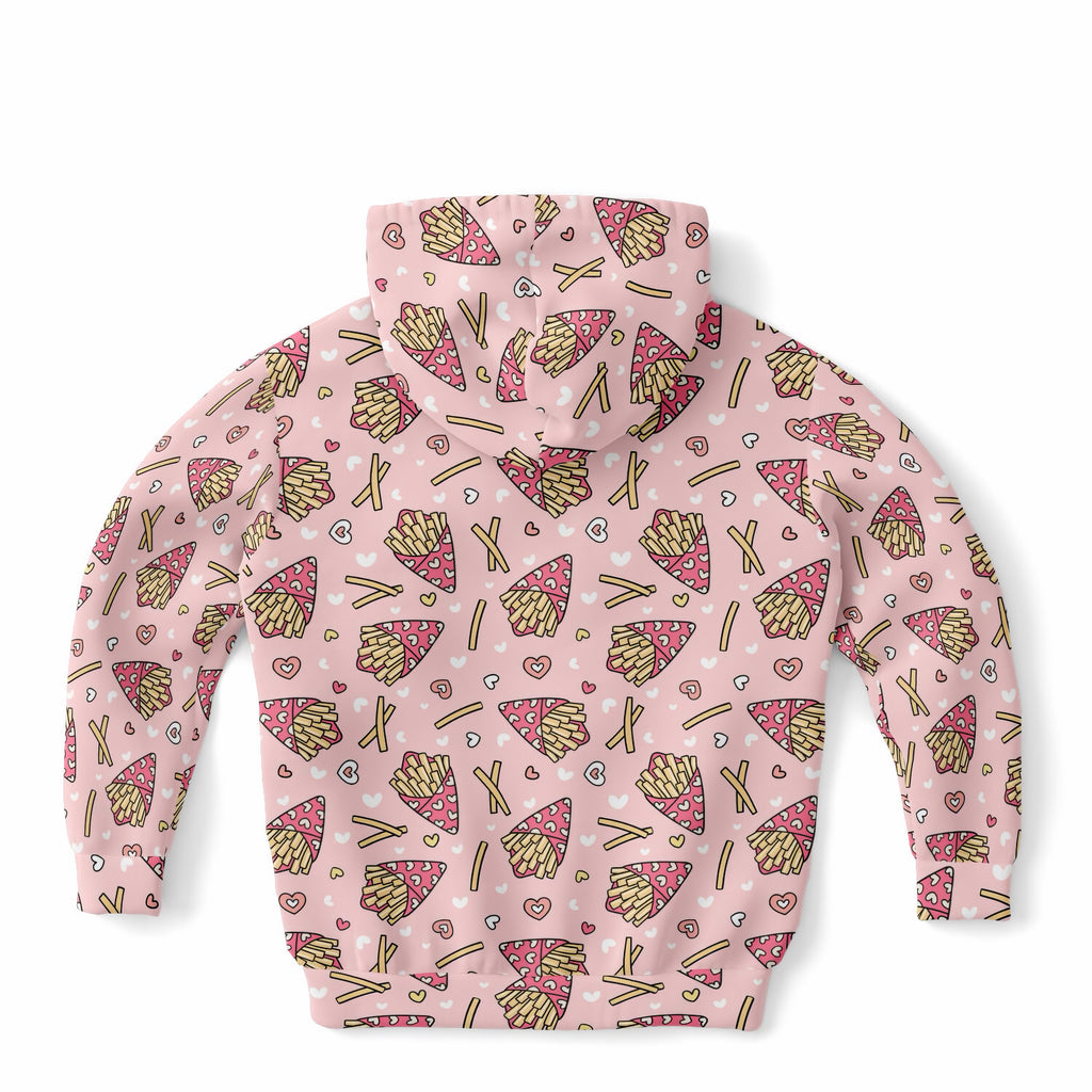 Girls Pink French Fries Hoodie – Ultra Comfy & Stretchy, Cozy Fleece or Lightweight Sports Fabric, Double-Layer Hood & Kangaroo Pocket