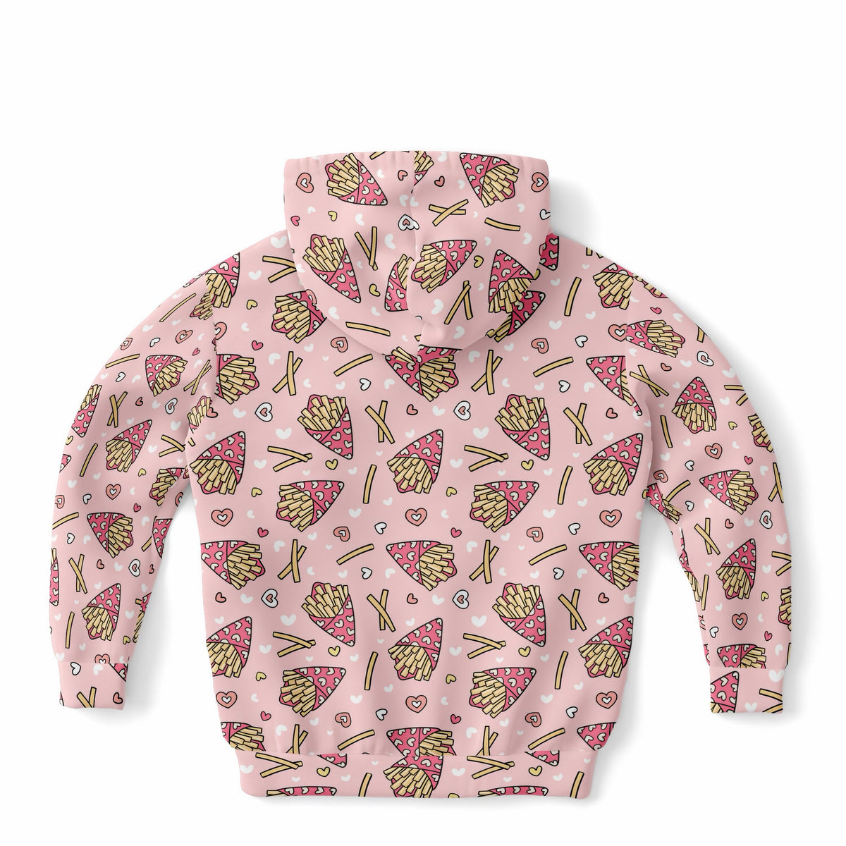 Girls Pink French Fries Hoodie – Ultra Comfy & Stretchy, Cozy Fleece or Lightweight Sports Fabric, Double-Layer Hood & Kangaroo Pocket