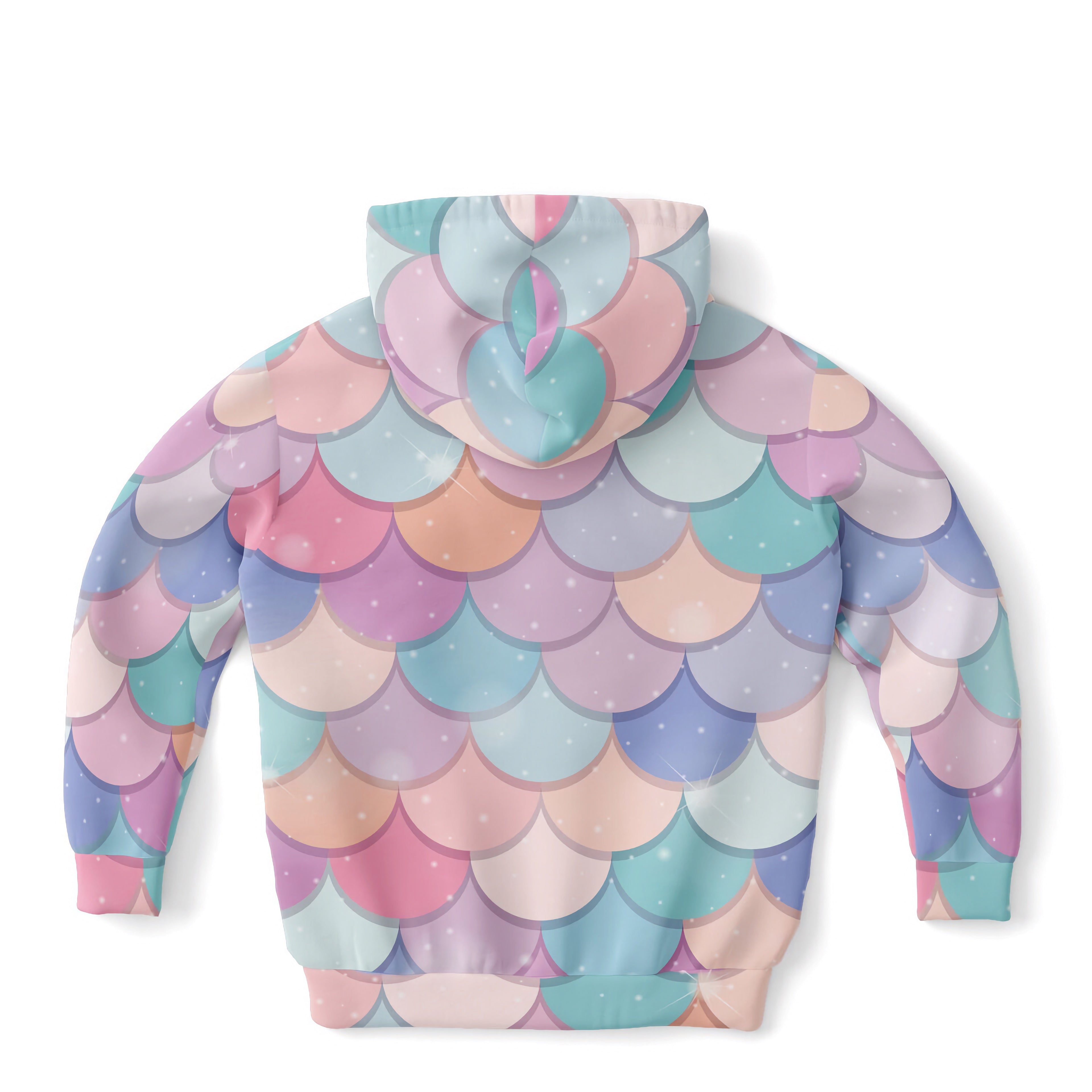 Girls Rainbow Mermaid Hoodie – Cozy Cotton Fleece or Lightweight Sports Fabric