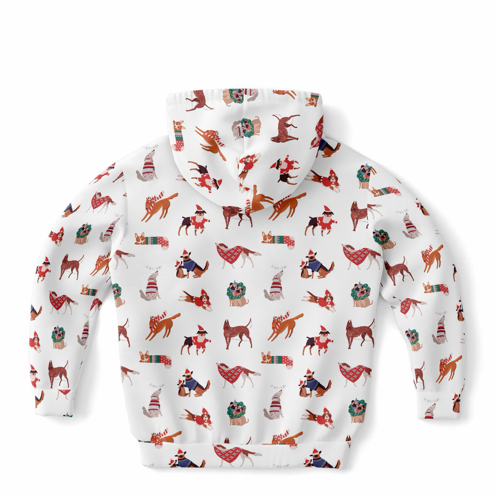 Kids Christmas Dogs Hoodie – Ultra Comfy & Stretchy, Cozy Fleece or Lightweight Sports Fabric, Double-Layer Hood & Kangaroo Pocket