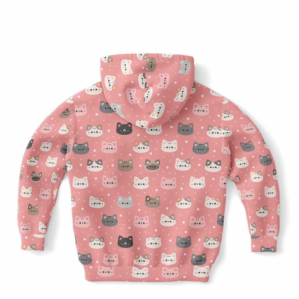 Girls Pink Cat Hoodie – Ultra Comfy & Stretchy, Cozy Fleece or Lightweight Sports Fabric, Double-Layer Hood & Kangaroo Pocket