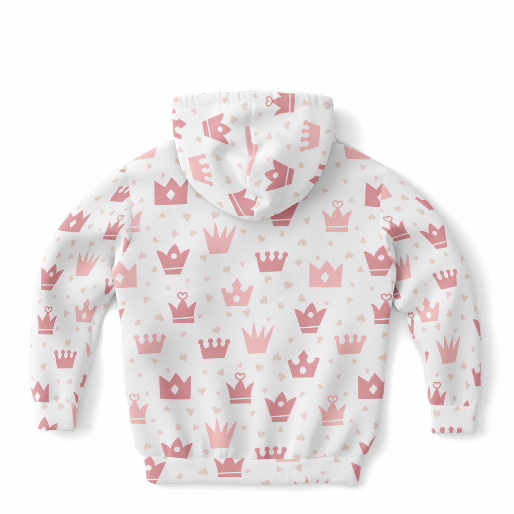 Girls Princess Crowns Hoodie – Ultra Comfy & Stretchy, Cozy Fleece or Lightweight Sports Fabric, Double-Layer Hood & Kangaroo Pocket