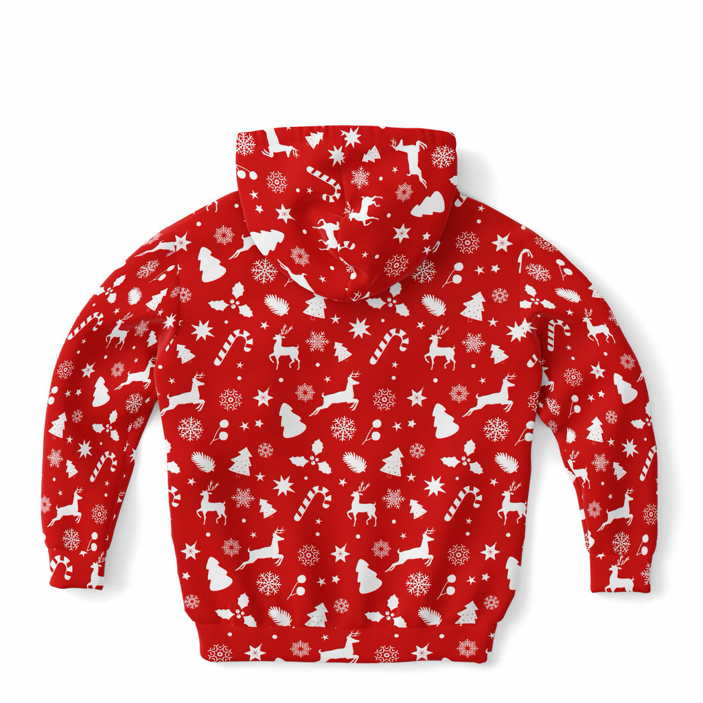 Kids Red Christmas Hoodie – Ultra Comfy & Stretchy, Cozy Fleece or Lightweight Sports Fabric, Double-Layer Hood & Kangaroo Pocket