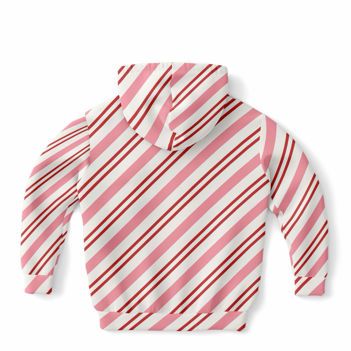 Girls Pink & Red Candy Cane Christmas Hoodie – Ultra Comfy & Stretchy, Cozy Fleece or Lightweight Sports Fabric, Double-Layer Hood & Kangaroo Pocket