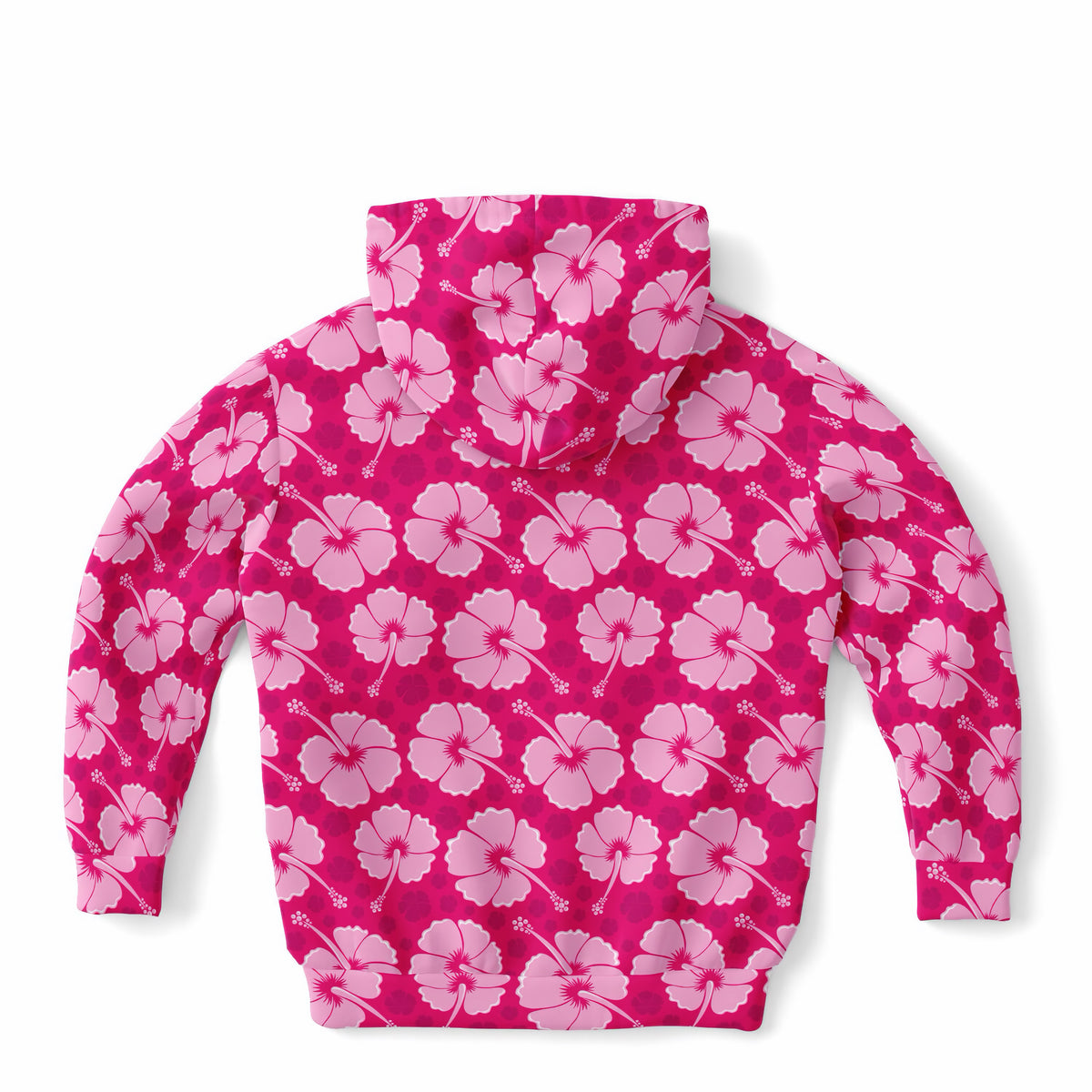 Girls Tropical Pink Hibiscus Hoodie – Ultra Comfy & Stretchy, Cozy Fleece or Lightweight Sports Fabric, Double-Layer Hood & Kangaroo Pocket