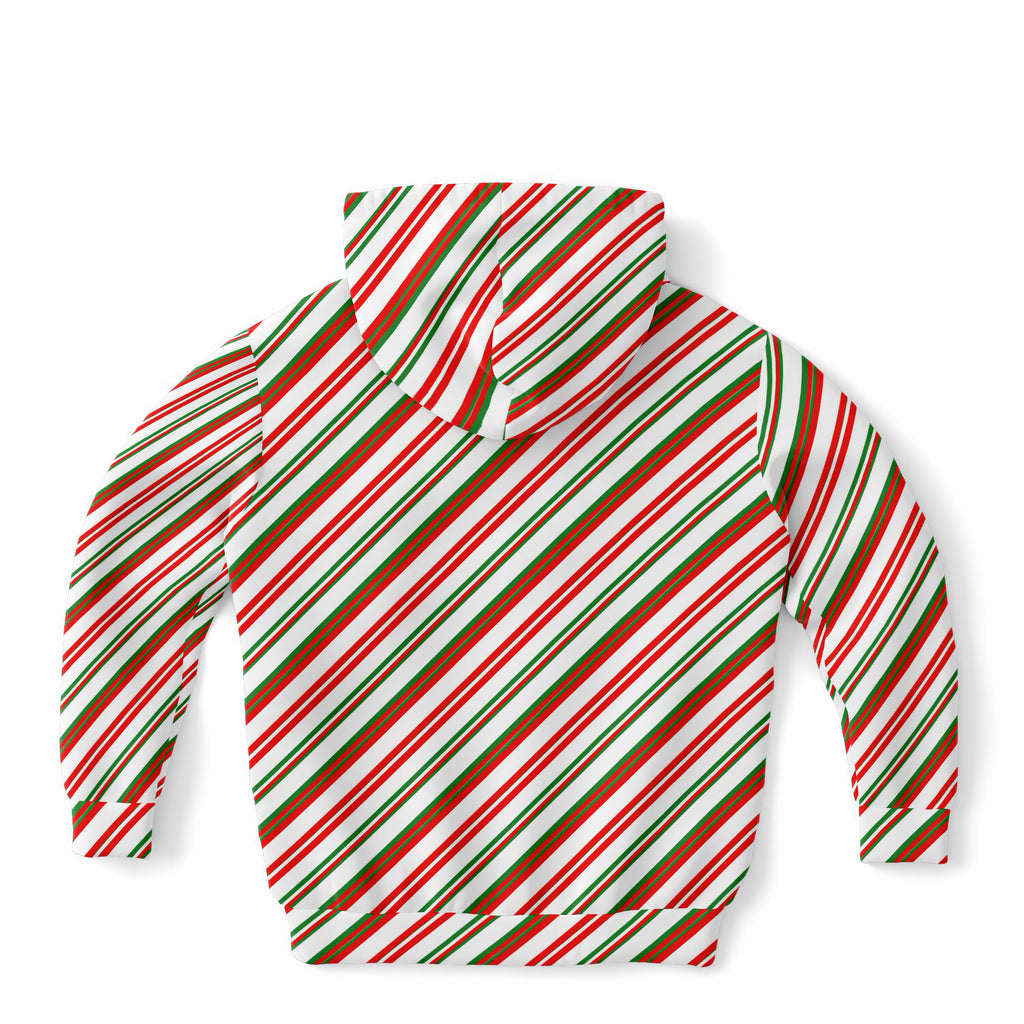 Kids Christmas Peppermint Stripe Hoodie – Ultra Comfy & Stretchy, Cozy Fleece or Lightweight Sports Fabric, Double-Layer Hood & Kangaroo Pocket