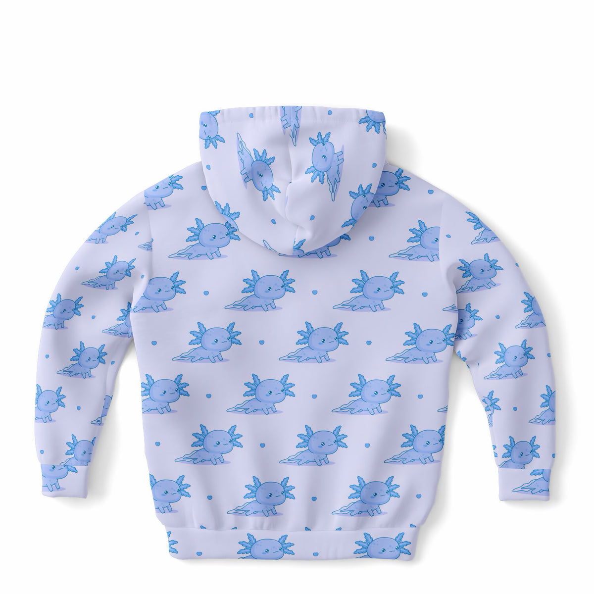 Kids Blue Axolotl Hoodie – Ultra Comfy & Stretchy, Cozy Fleece or Lightweight Sports Fabric, Double-Layer Hood & Kangaroo Pocket