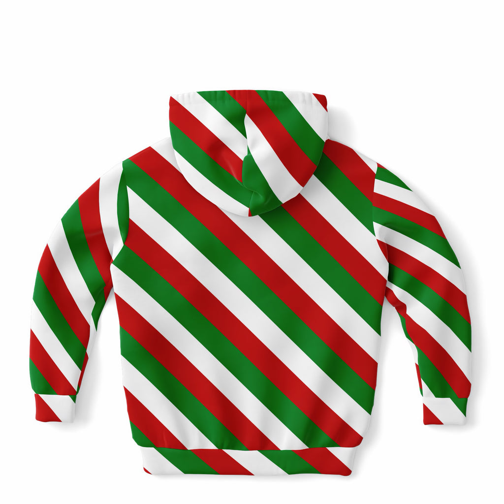 Kids Christmas Stripe Hoodie – Ultra Comfy & Stretchy, Cozy Fleece or Lightweight Sports Fabric, Double-Layer Hood & Kangaroo Pocket