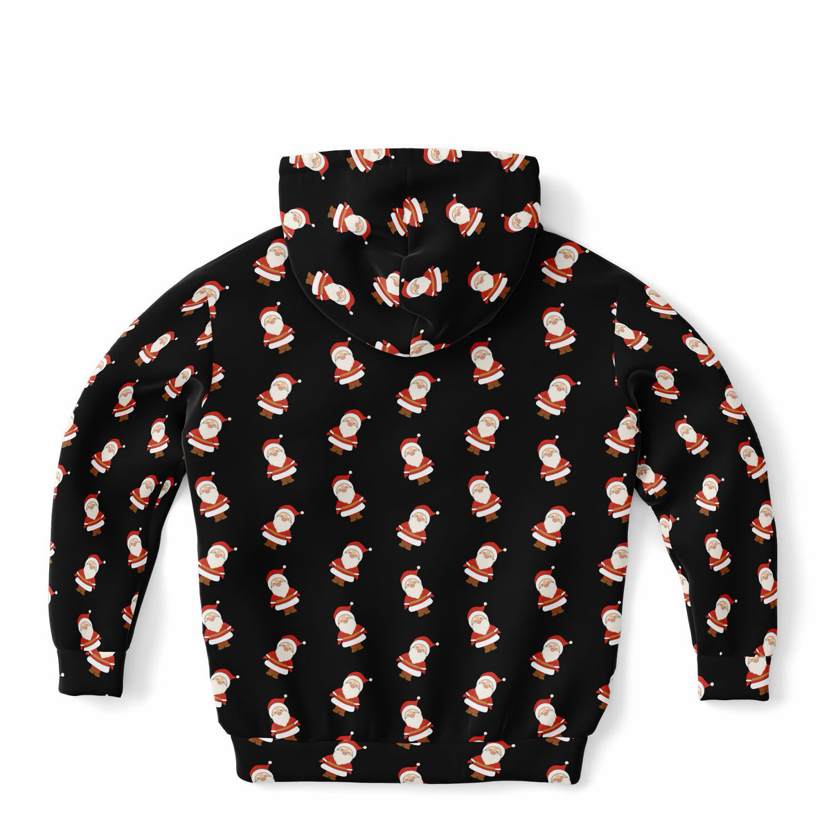 Kids Black Santa Claus Christmas Hoodie – Ultra Comfy & Stretchy, Cozy Fleece or Lightweight Sports Fabric, Double-Layer Hood & Kangaroo Pocket