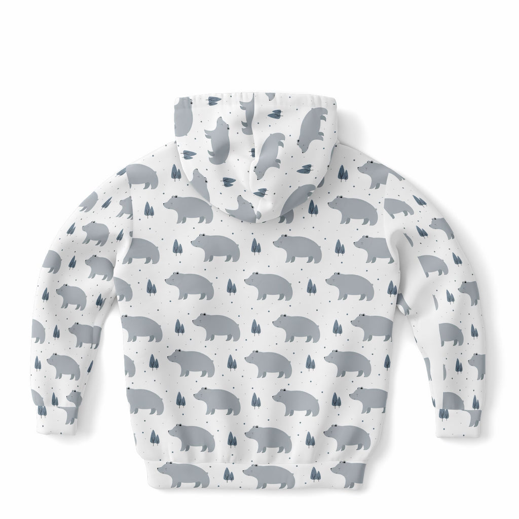 Kids Polar Bear Hoodie – Ultra Comfy & Stretchy, Cozy Fleece or Lightweight Sports Fabric, Double-Layer Hood & Kangaroo Pocket