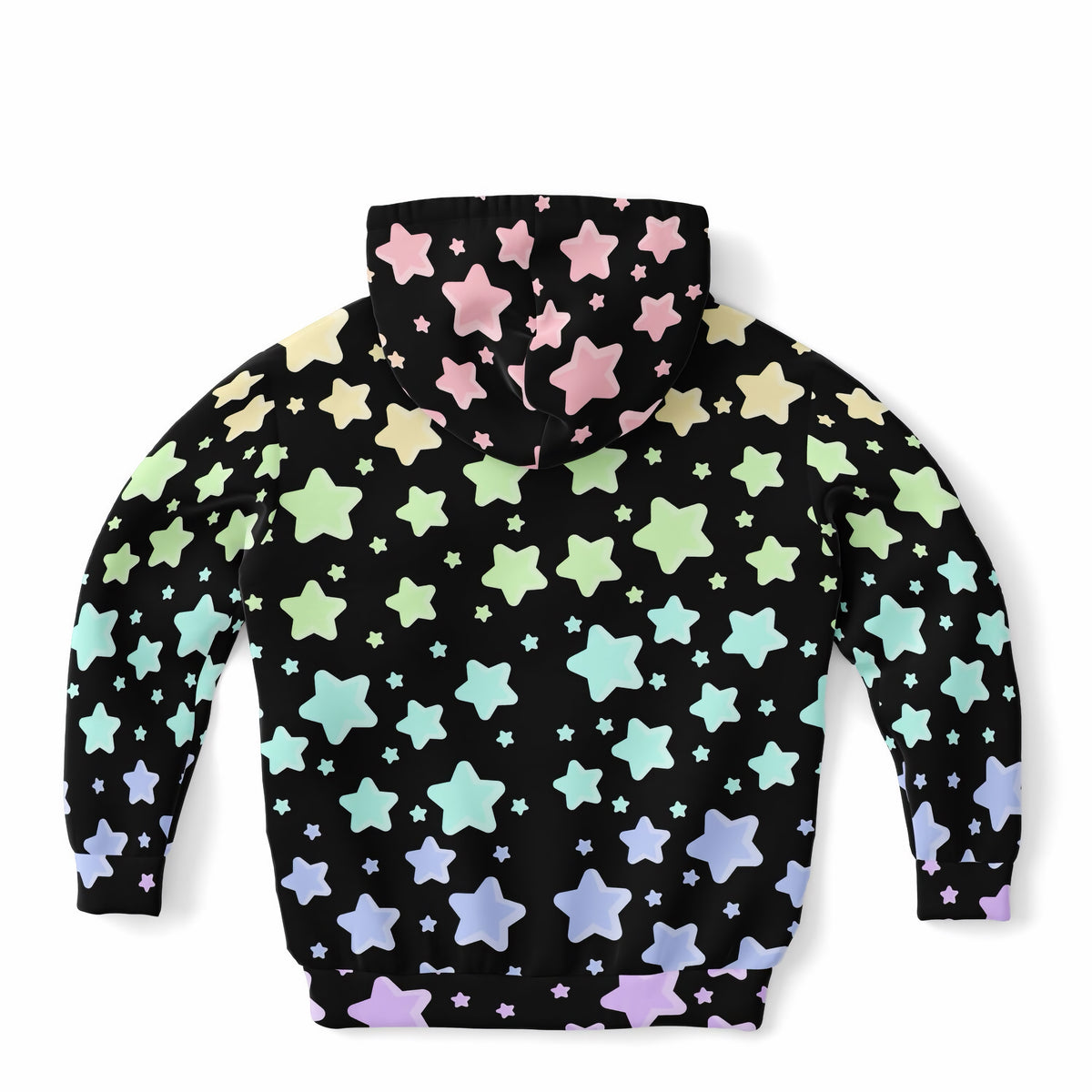 Girls Pastel Rainbow Stars Hoodie – Ultra Comfy & Stretchy, Cozy Fleece or Lightweight Sports Fabric, Double-Layer Hood & Kangaroo Pocket