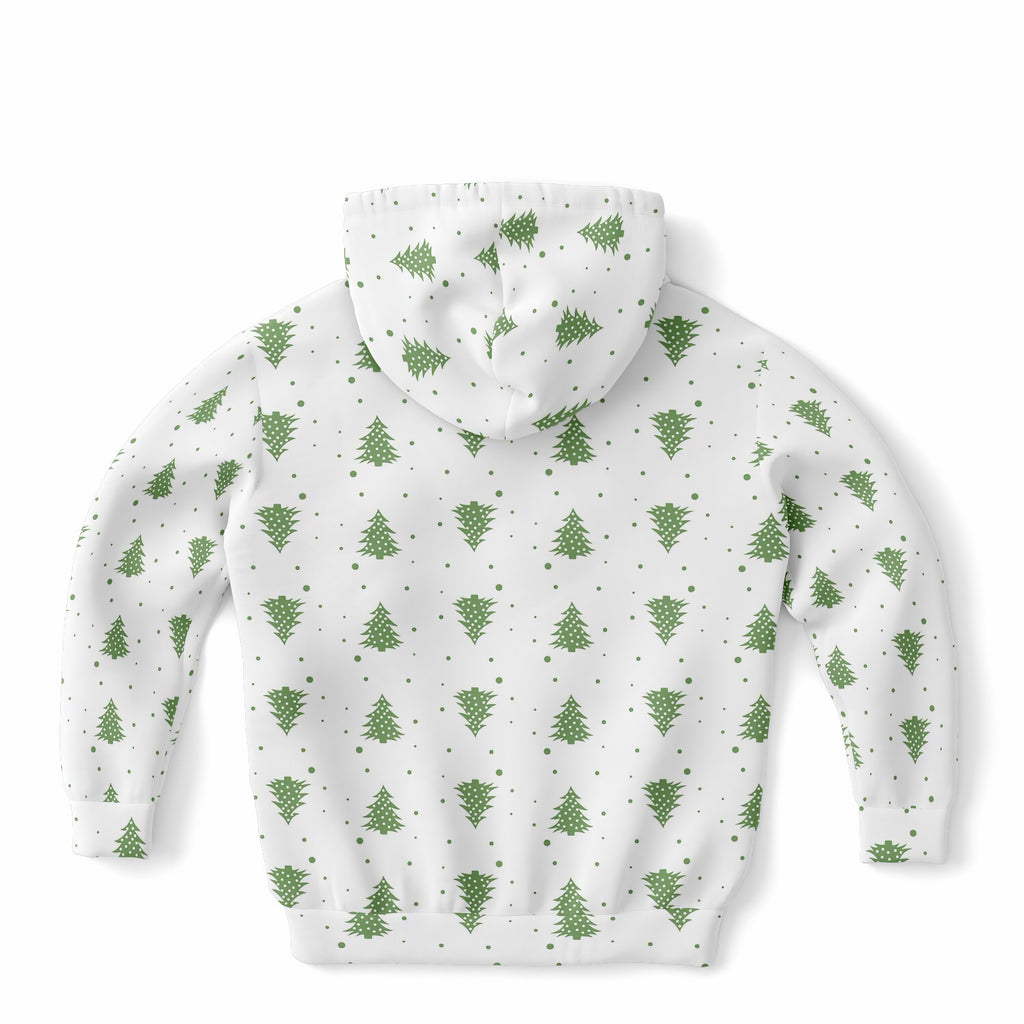 Kids Green Christmas Tree Hoodie – Ultra Comfy & Stretchy, Cozy Fleece or Lightweight Sports Fabric, Double-Layer Hood & Kangaroo Pocket