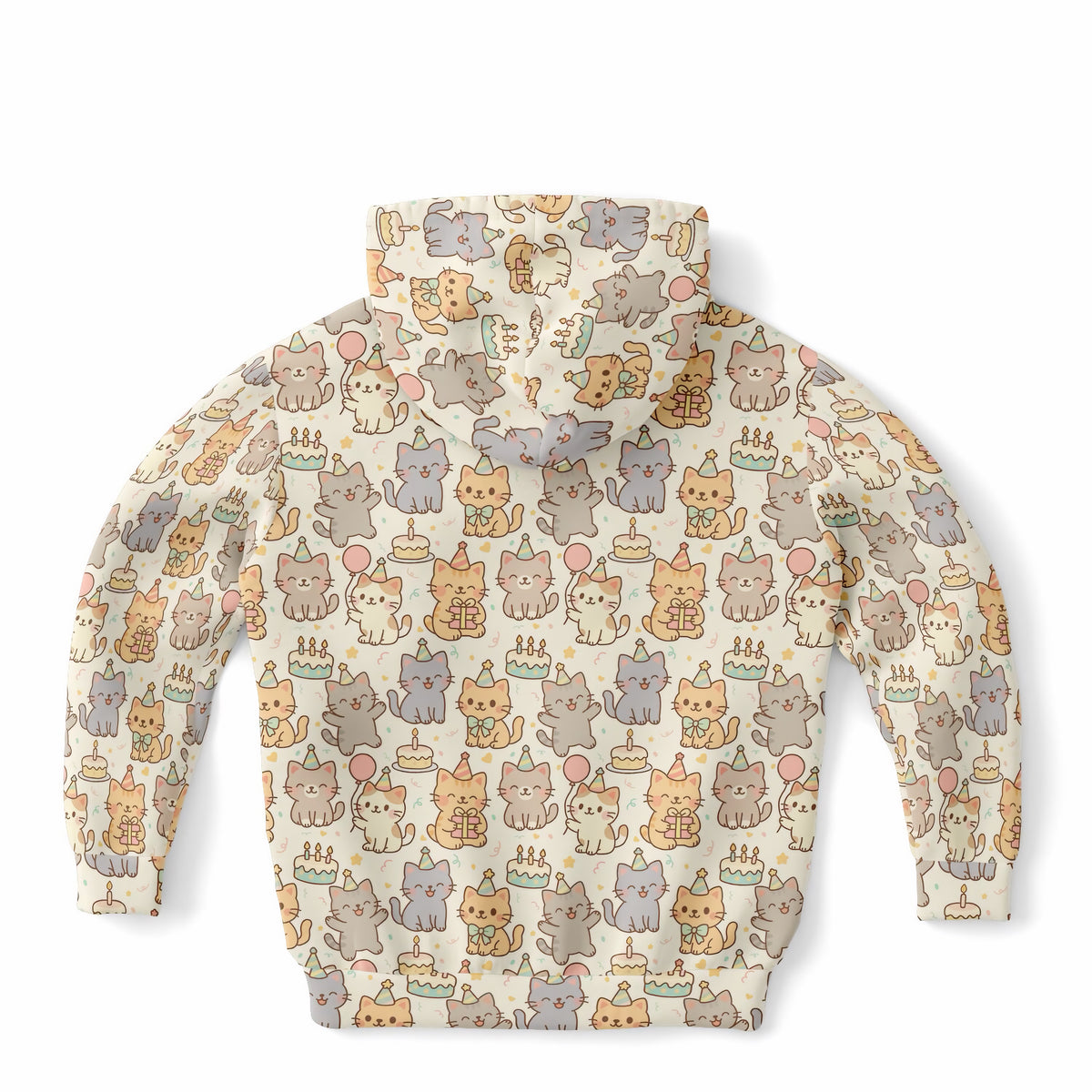Girls Kitten Birthday Hoodie – Ultra Comfy & Stretchy, Cozy Fleece or Lightweight Sports Fabric, Double-Layer Hood & Kangaroo Pocket