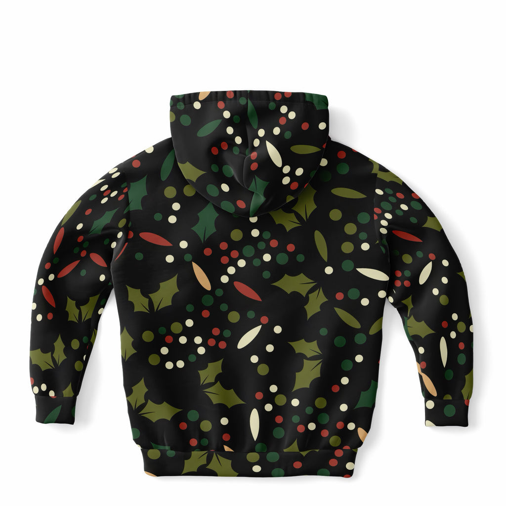 Kids Christmas Holly Berry Hoodie – Ultra Comfy & Stretchy, Cozy Fleece or Lightweight Sports Fabric, Double-Layer Hood & Kangaroo Pocket