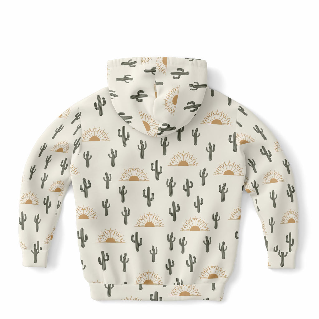 Kids Desert Cactus Hoodie – Ultra Comfy & Stretchy, Cozy Fleece or Lightweight Sports Fabric, Double-Layer Hood & Kangaroo Pocket