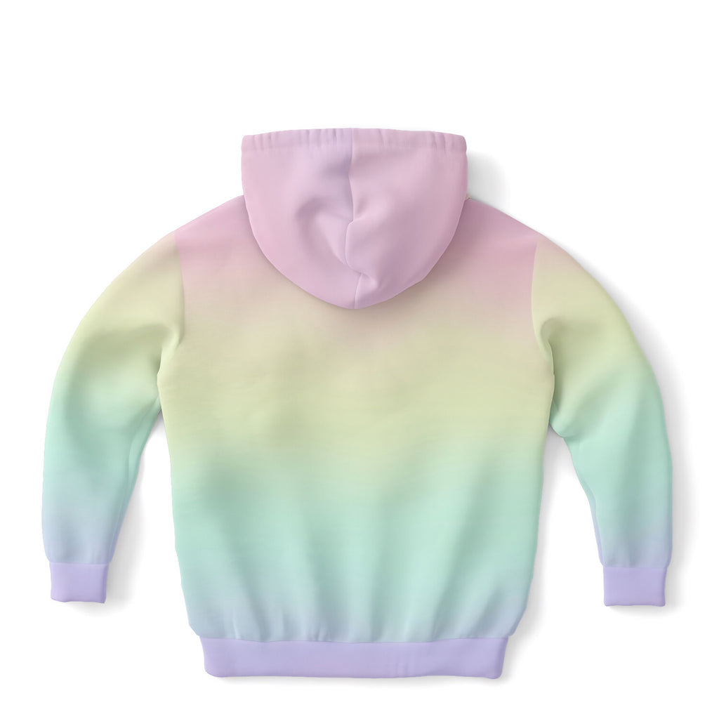 Girls Pastel Rainbow Hoodie – Cozy Cotton Fleece or Lightweight Sports Fabric