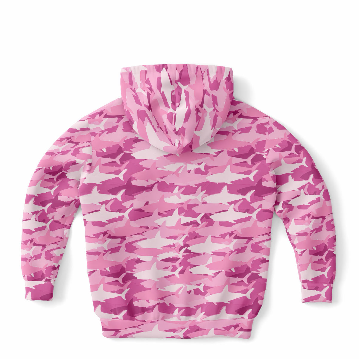 Girls Pink Shark Camouflage Hoodie – Ultra Comfy & Stretchy, Cozy Fleece or Lightweight Sports Fabric, Double-Layer Hood & Kangaroo Pocket